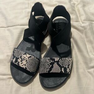 Sorel Ella Black snakeskin sandals